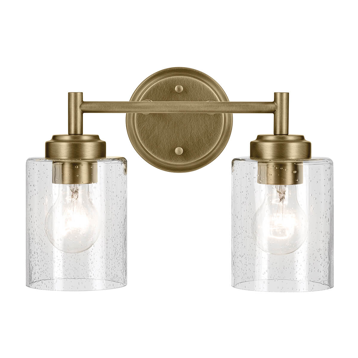 Vue frontale éclairée, deux verres cylindriques et platine centrale ronde
