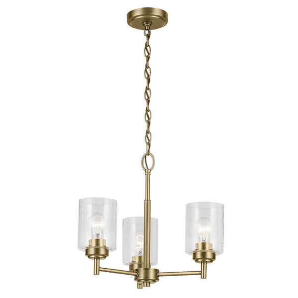 Lustre Winslow 3 lumières bois et laiton, verre