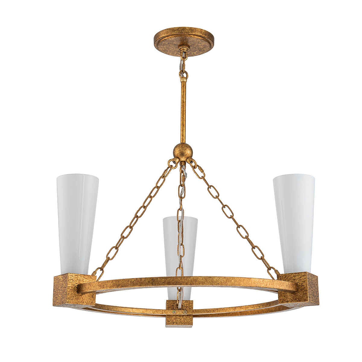 Lustre Kristy 3 lumières doré et opale, verre
