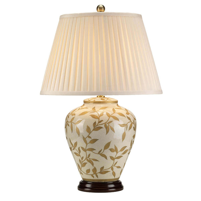 Lampe à poser Leaves marron et dorée, porcelaine
