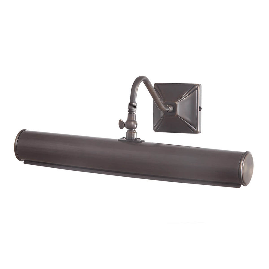 Vue de face de l'applique murale bronze avec son long tube horizontal