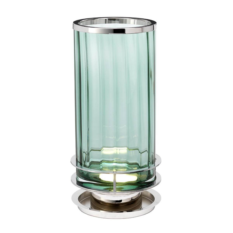 Lampe à poser Arno nickel poli et verte, verre