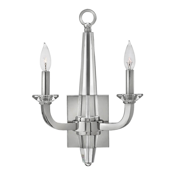 Applique murale Ascher 2 lumières nickel poli, cristal