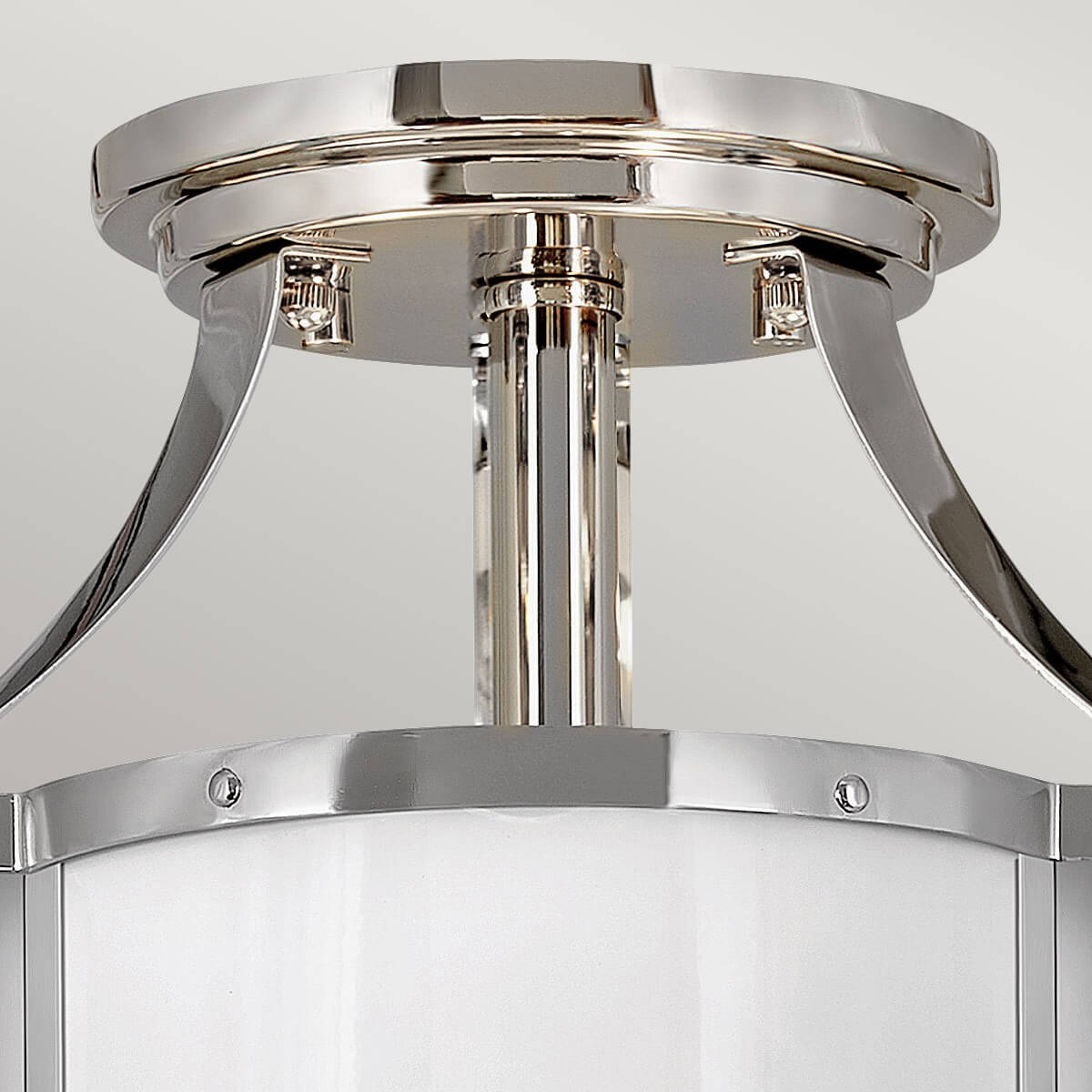 Plafonnier Chance 2 lumières nickel poli et blanc, verre