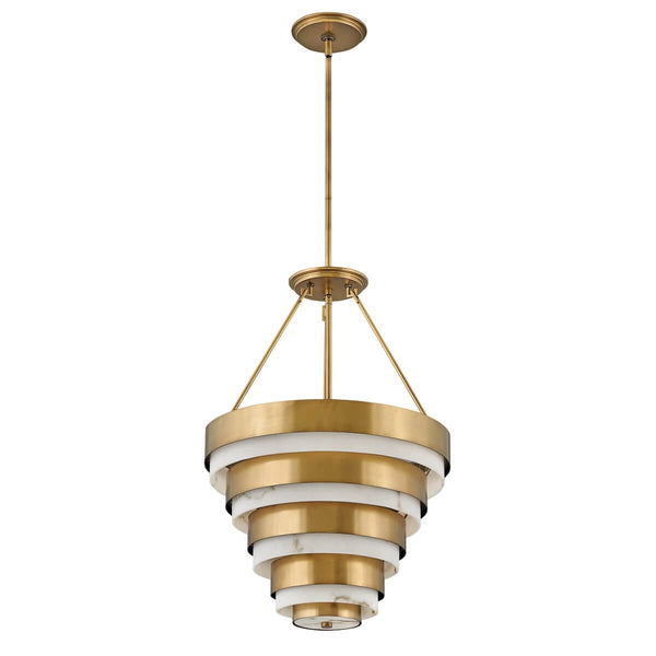 Suspension Echelon 4 lumières laiton, albâtre