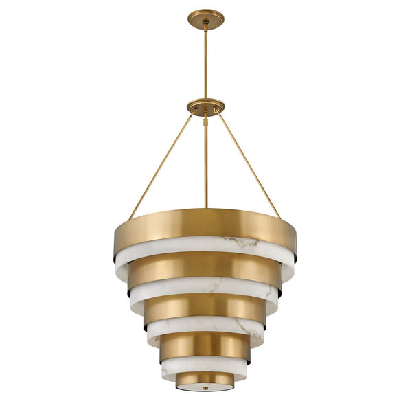 Suspension Echelon 8 lumières laiton, albâtre