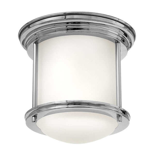 Plafonnier Hadrian chromé et blanc, verre