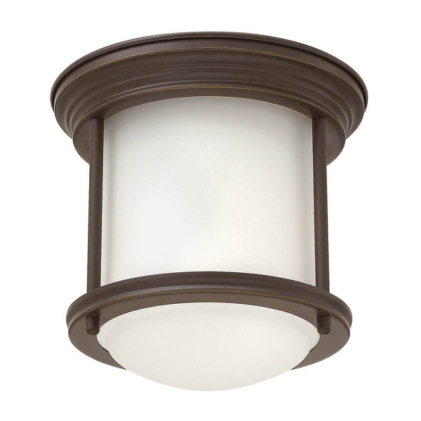 Plafonnier Hadrian bronze et blanc, verre (QN-HADRIAN-MINI-F-OZ-OPAL)