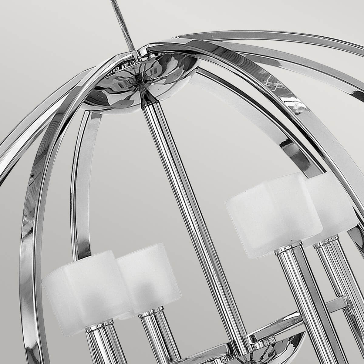 Lustre Mondo 8 lumières chromé et blanc, verre