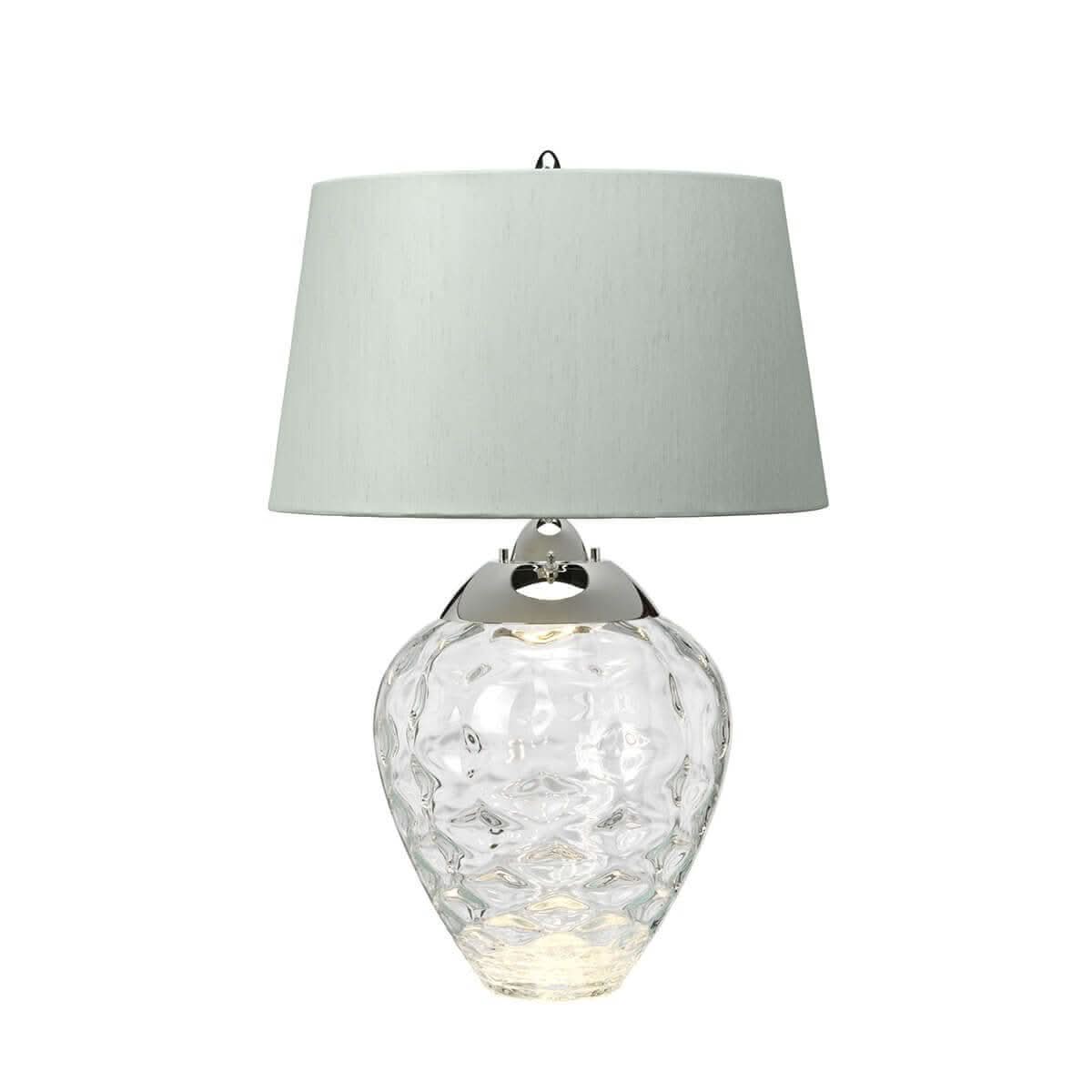Lampe à poser Samara nickel poli et bleu, verre, H 71,5 cm