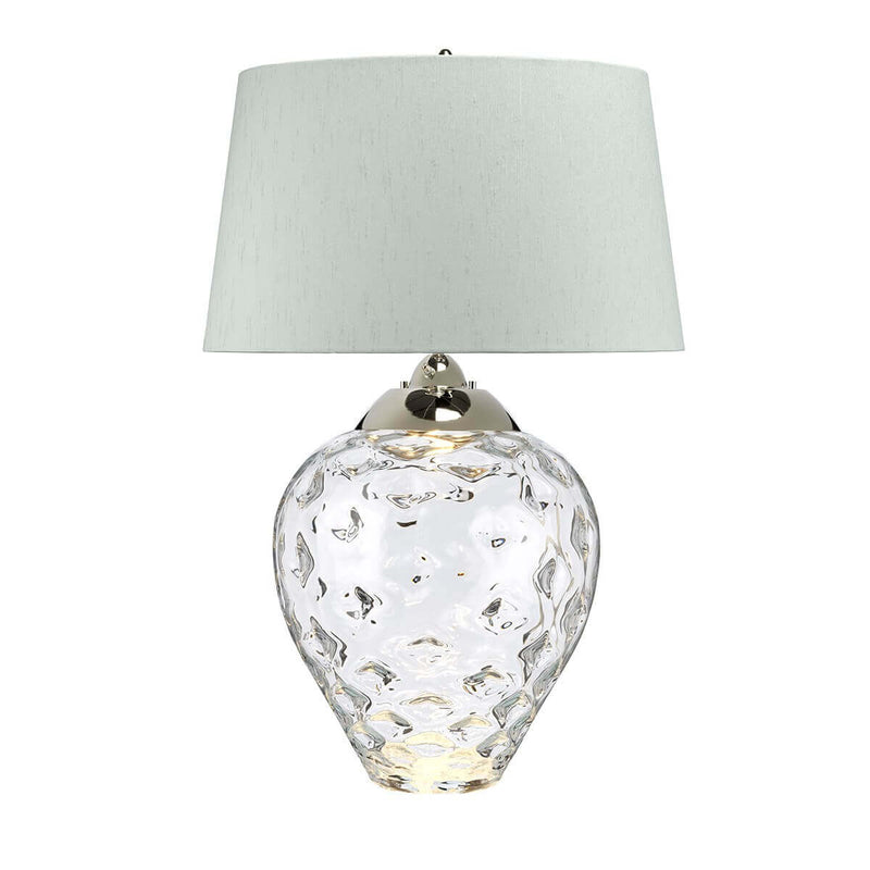 Lampe à poser Samara nickel poli et bleu, verre, H 78,7 cm