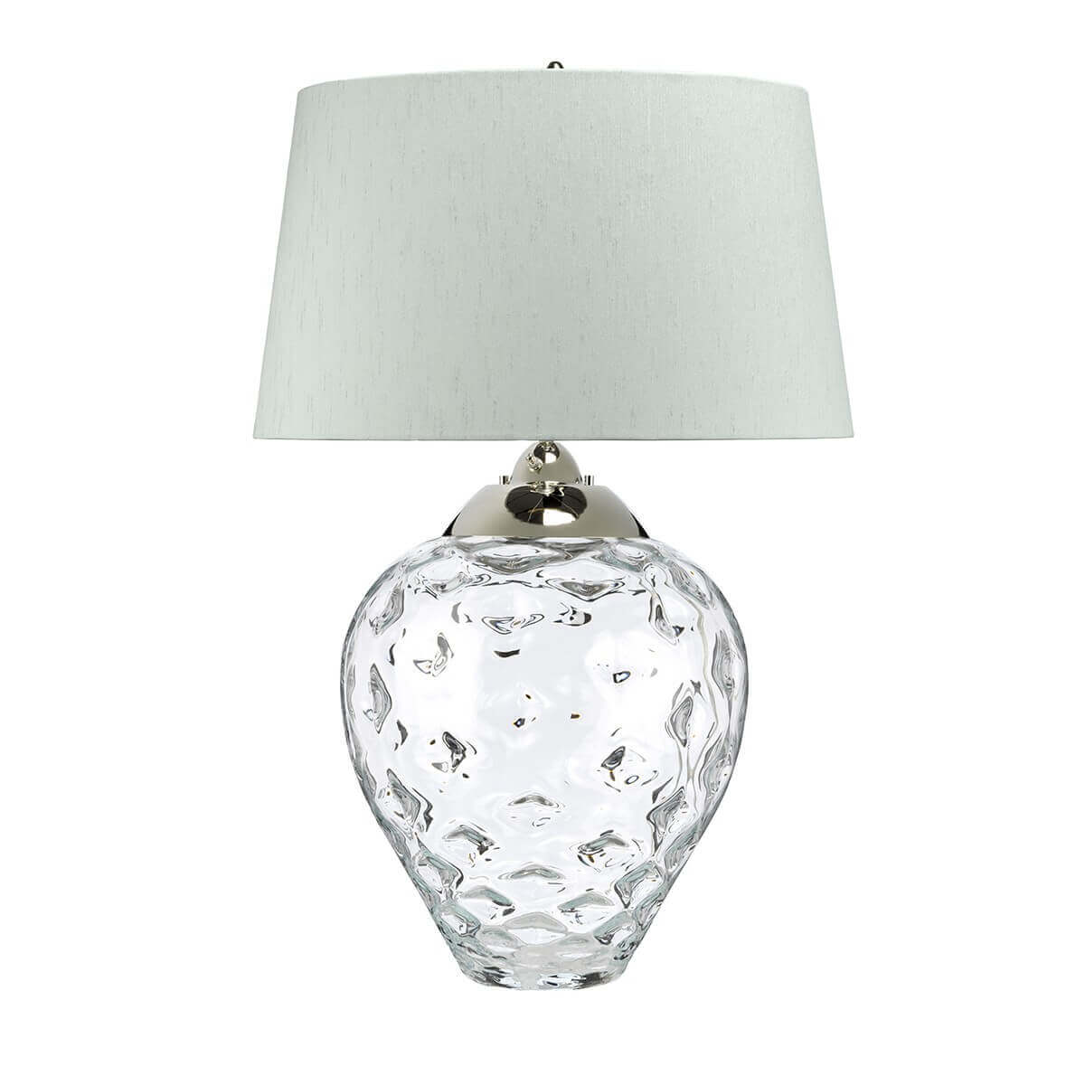 Lampe à poser Samara nickel poli et bleu, verre, H 78,7 cm