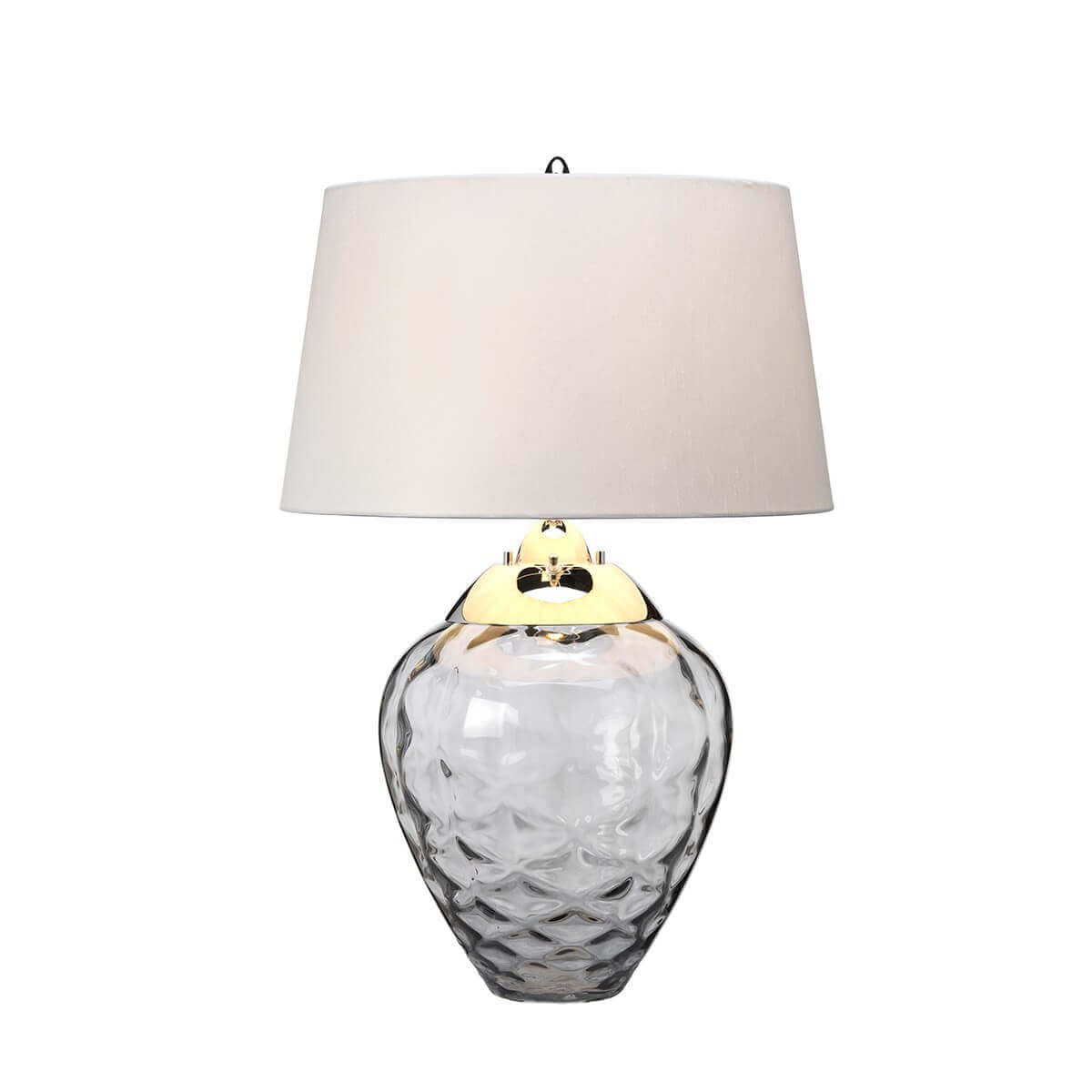 Lampe à poser Samara nickel poli et grise clair, verre, H 71,5 cm