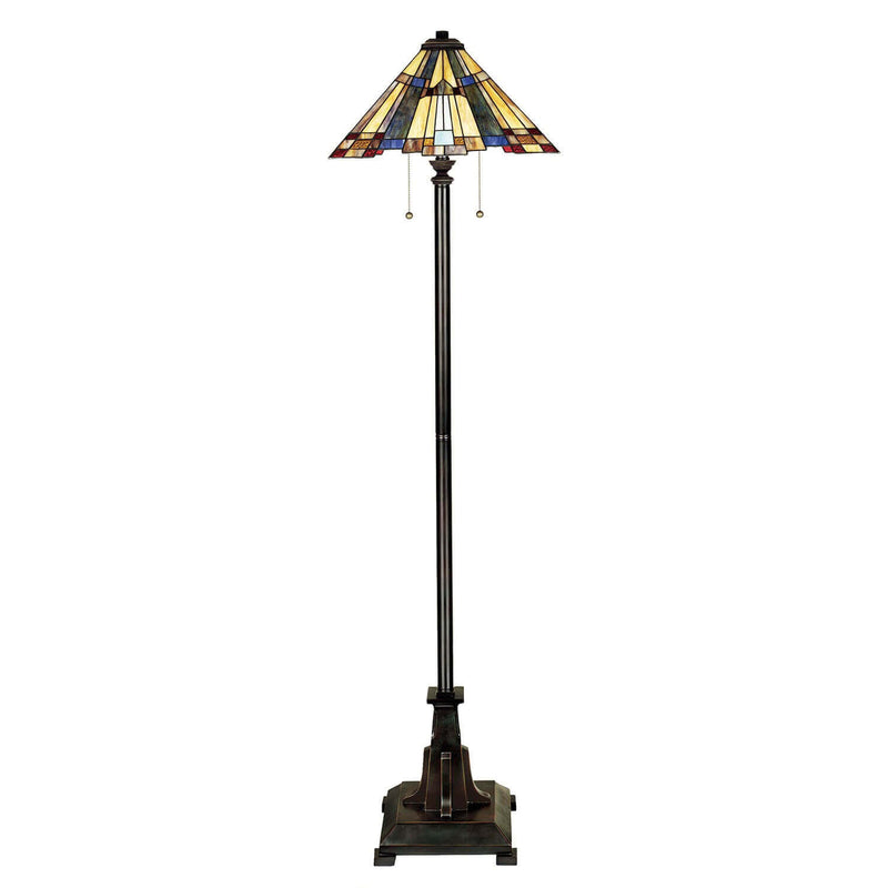 Lampadaire Inglenook 2 lumières bronze, verre
