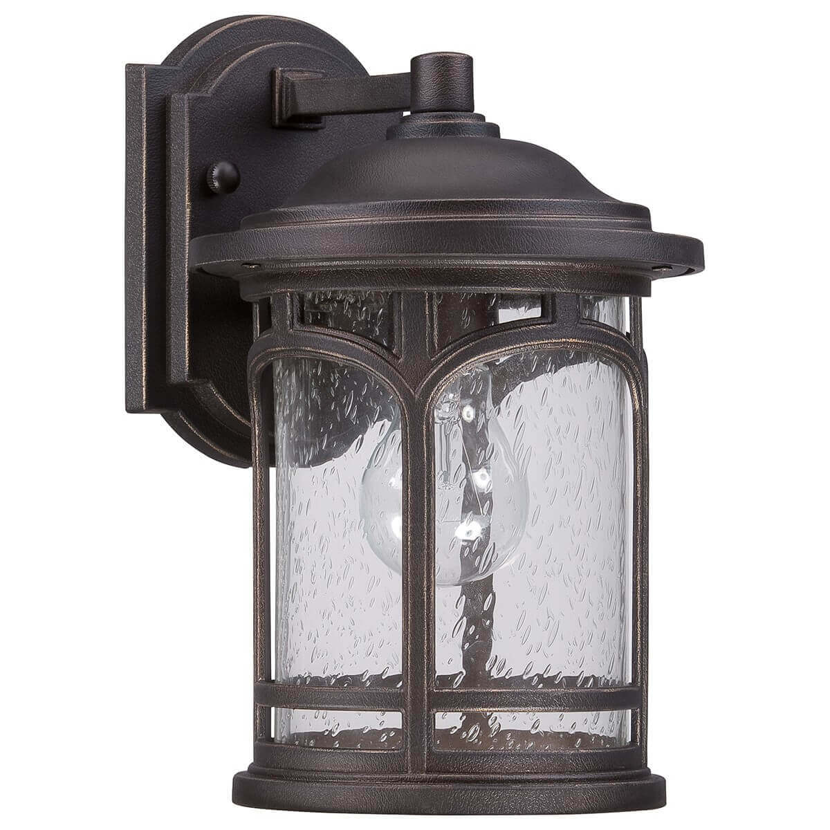 Vue de trois quarts du lanterneau bronze à verre embossé transparent