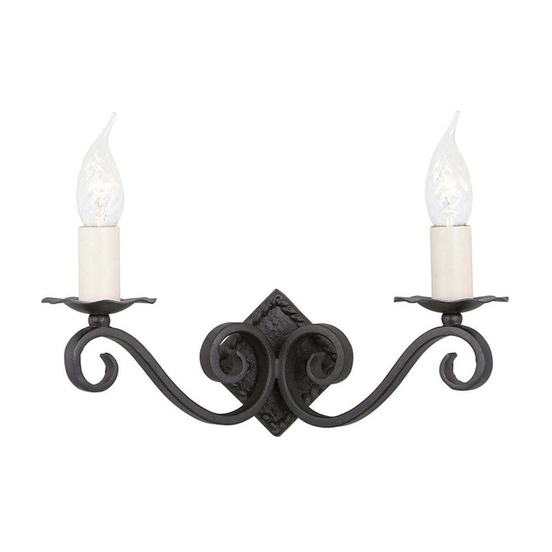 Applique murale Rectory 2 lumières noire, L 33 cm