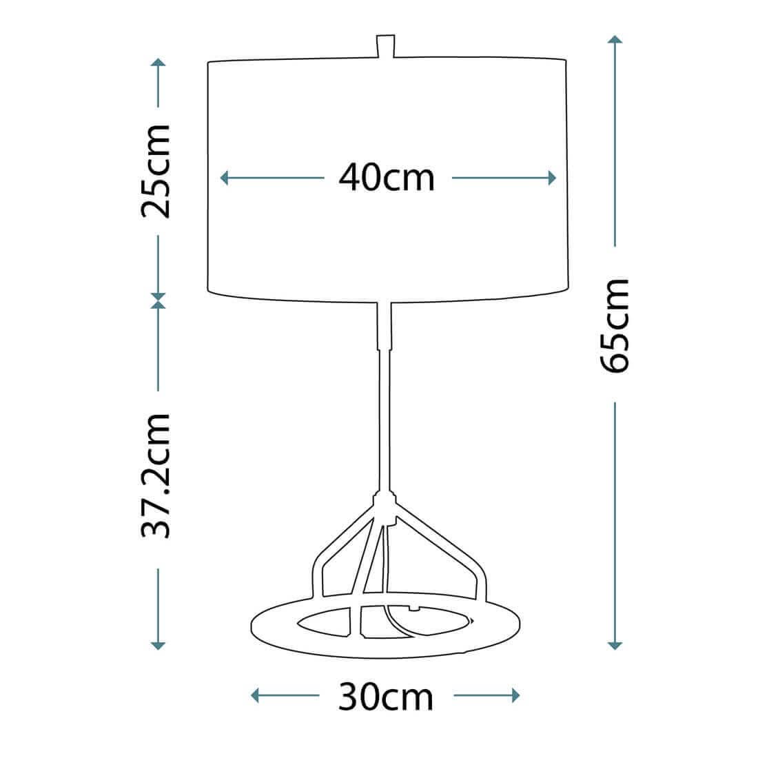 Schéma coté du luminaire : hauteur totale 65 cm et abat-jour de 40 cm de diamètre