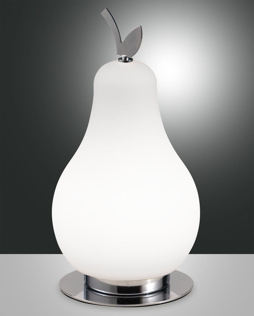 Lampe à poser Wilma blanche et chromée, verre