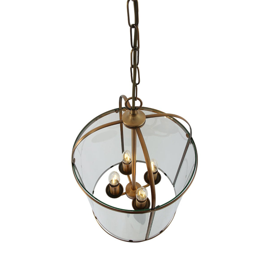suspension lanterne bronze, cage en verre 4 lumières | Pimpernel