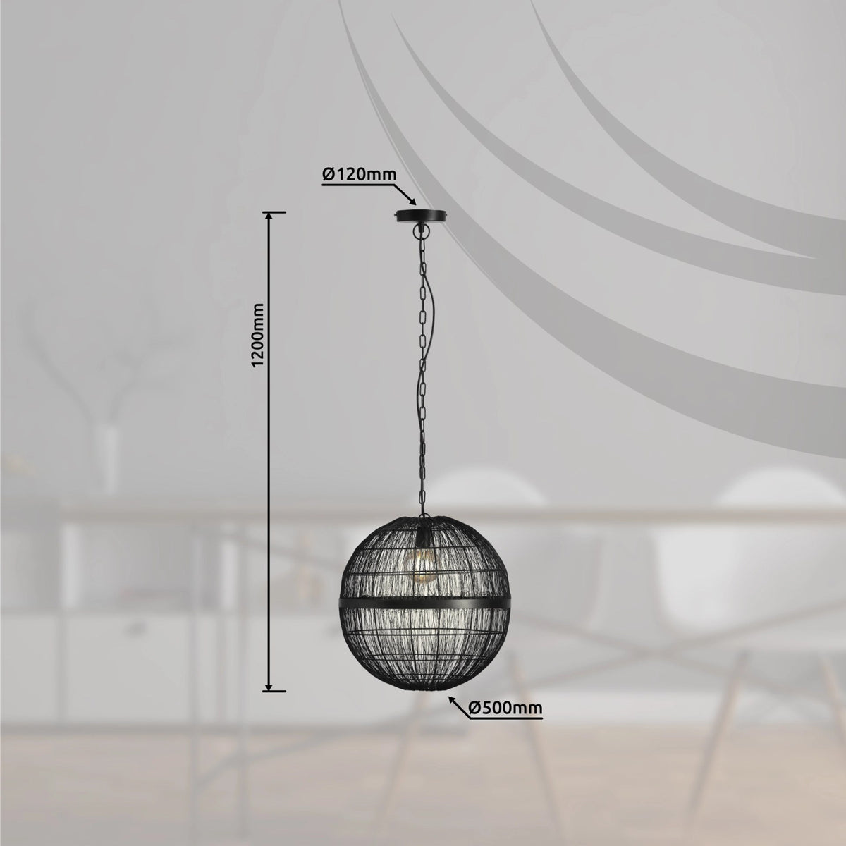 Suspension Hermi Ii noire mat (14994H3)