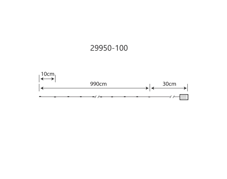Schéma coté de la guirlande : 10 cm, 990 cm et 30 cm