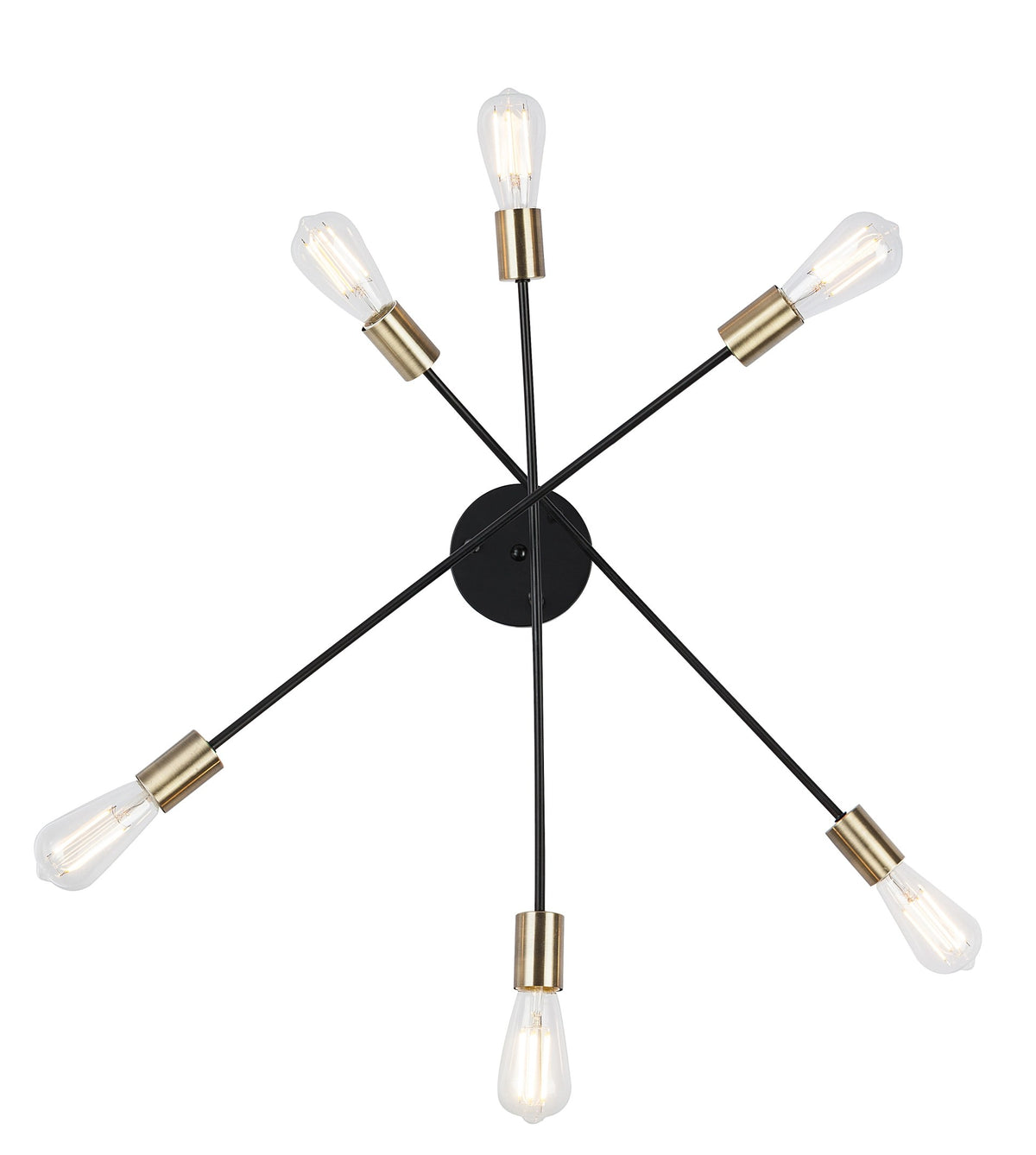 Vue du dessous en étoile avec ampoules filament allumées