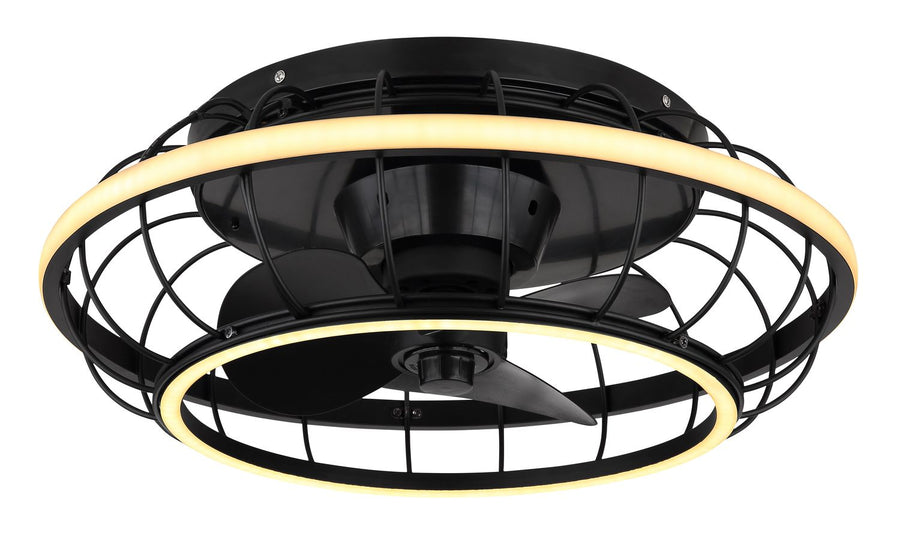 Ventilateur de plafond lumineux Linay noir mat
