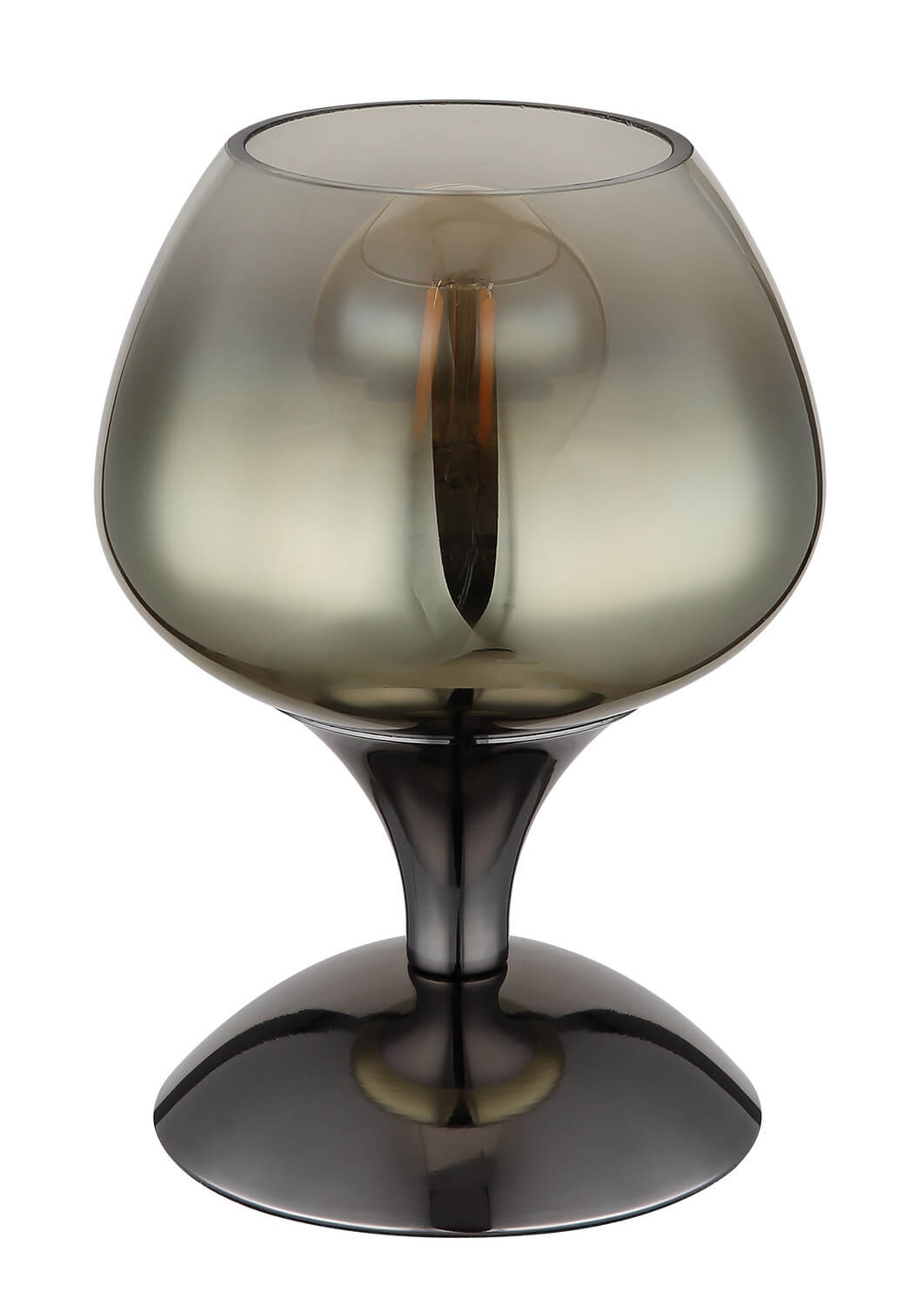 Luminaire sans ampoule, mettant en valeur l'abat-jour en verre fumé et la tige
