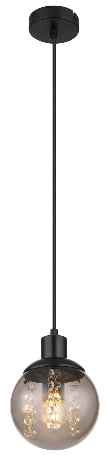 Vue d'ensemble de la suspension noire avec sa rosace et son câble