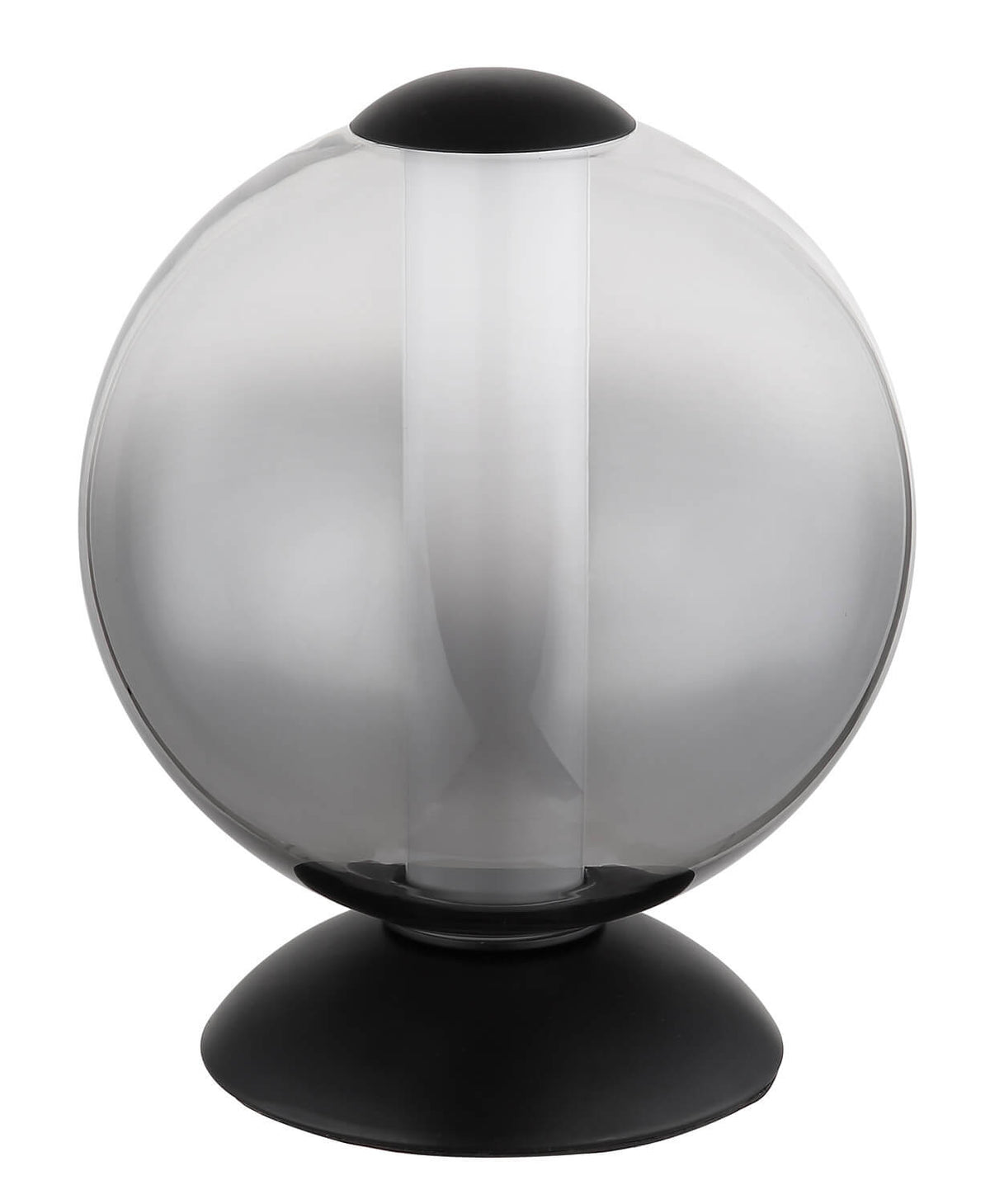 Vue de face du luminaire éteint, globe transparent laissant voir le diffuseur intérieur