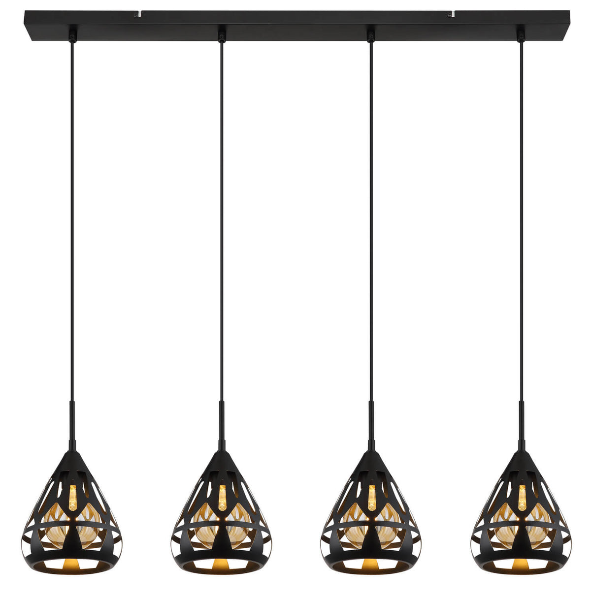 Suspension Hassan noire mat (15889-4H)