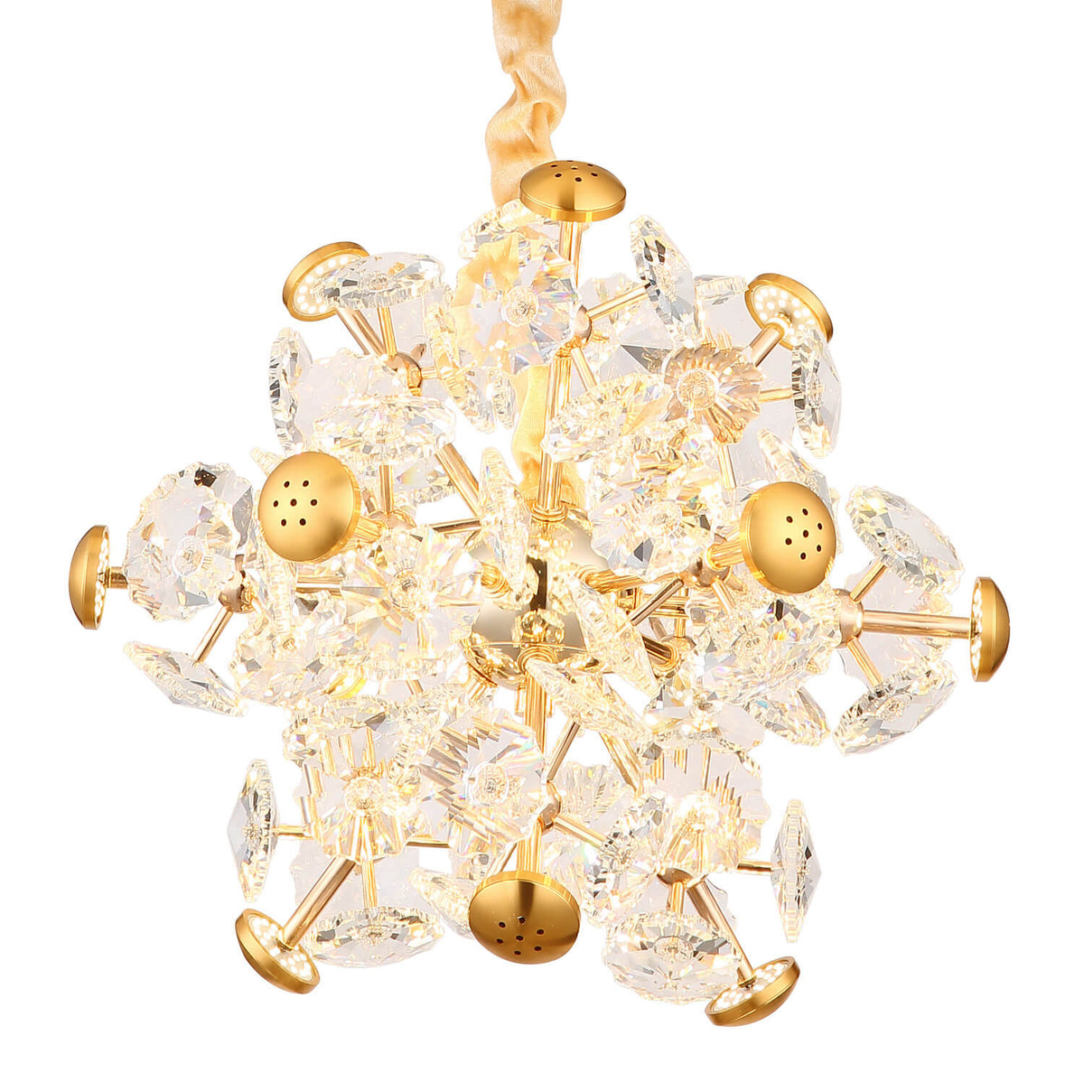 Suspension Floriella dorée, H 120 cm