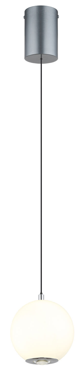Vue d'ensemble du luminaire suspendu avec long câble noir et rosace