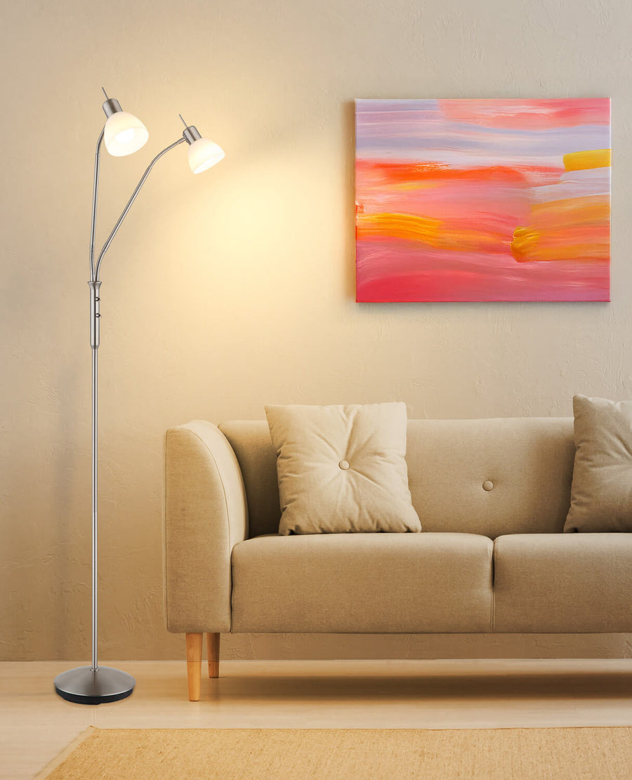 Lampadaire Malte nickel satiné, H 152 cm