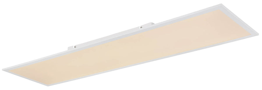Plafonnier Doro blanc mat et aluminium, L 120 cm