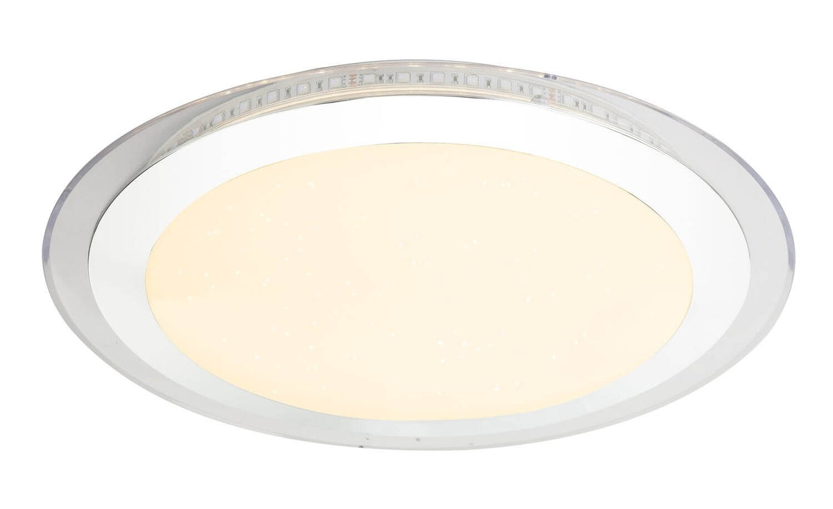 Gros plan sur le cerclage chromé et le bandeau de LED périphérique