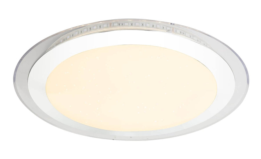 Gros plan sur le cerclage chromé et le bandeau de LED périphérique