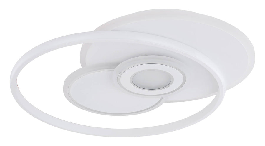 Produit éteint vu de trois quarts, structure entièrement blanche et épurée