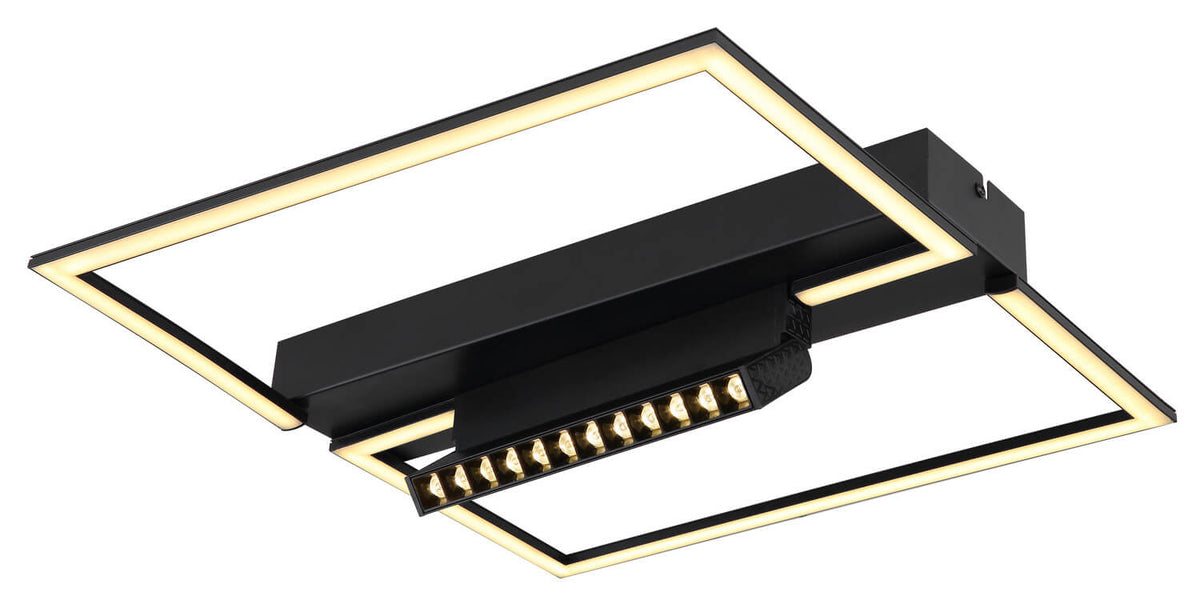Autre angle montrant le module central noir et sa barre de spots orientables.