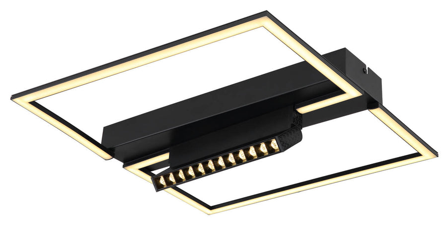 Autre angle montrant le module central noir et sa barre de spots orientables.