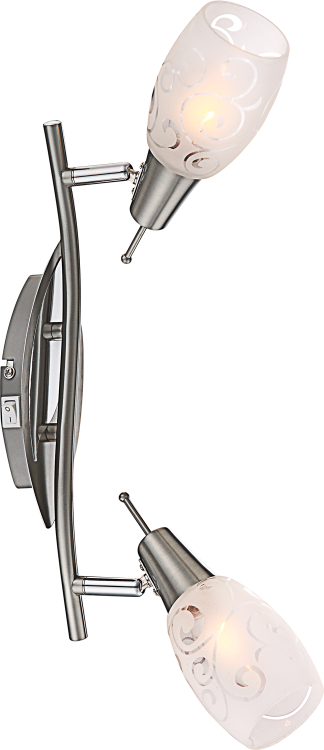 Détail rapproché des bras articulés et de la finition nickel satiné du luminaire.