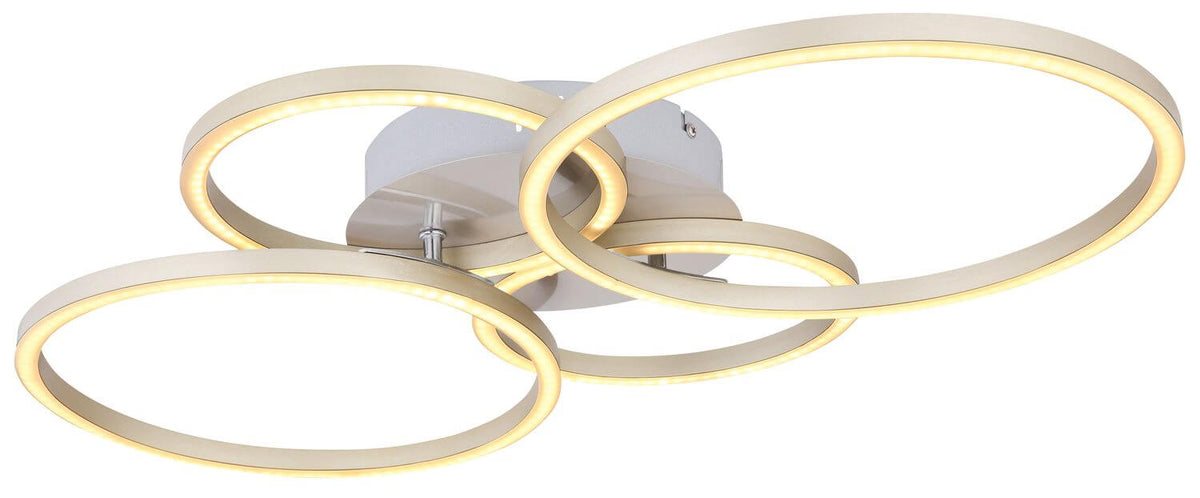Autre angle du luminaire, montrant les ovales superposés et la base centrale.