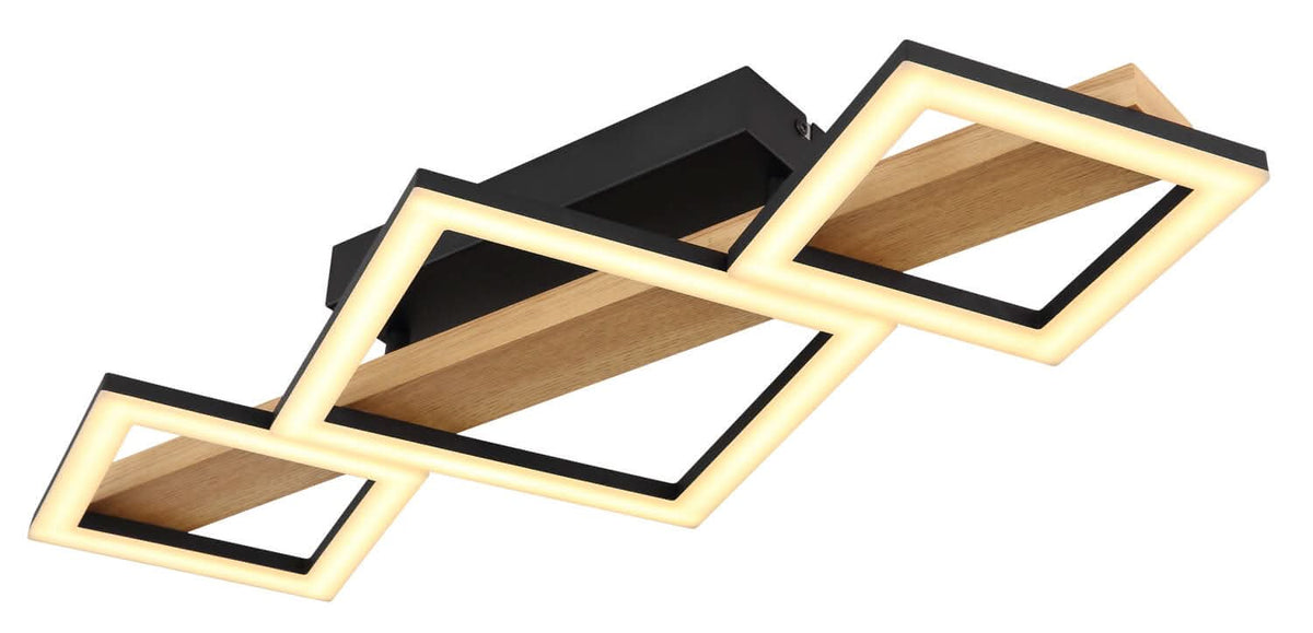 Plafonnier Dustin noir mat, L 66 cm
