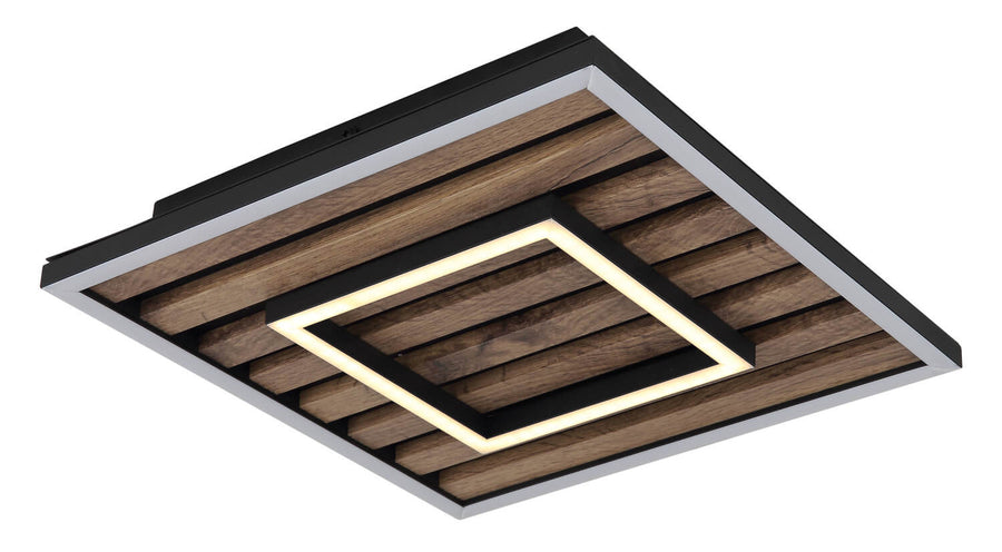 Plafonnier Woody noir mat, L 30 cm