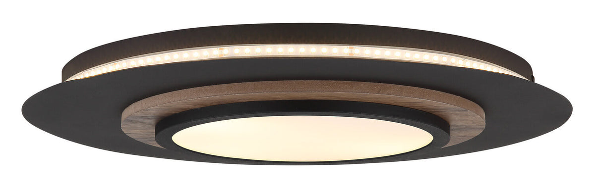 Vue de profil montrant le ruban LED périphérique allumé sous le corps noir