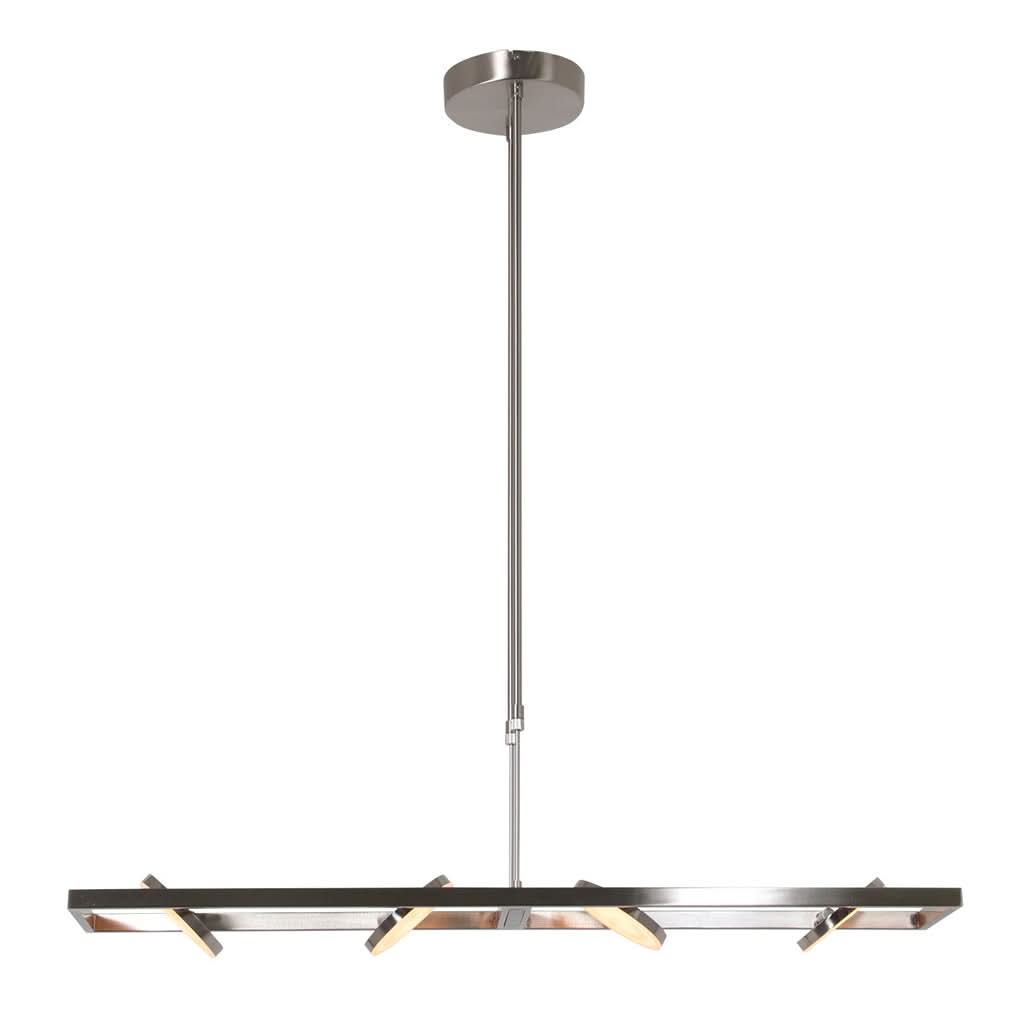 Suspension barre cuisine acier 4 lumières LED vue de profil