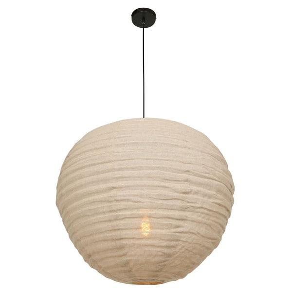 Adjustable Bamboo and Linen Pendant Light