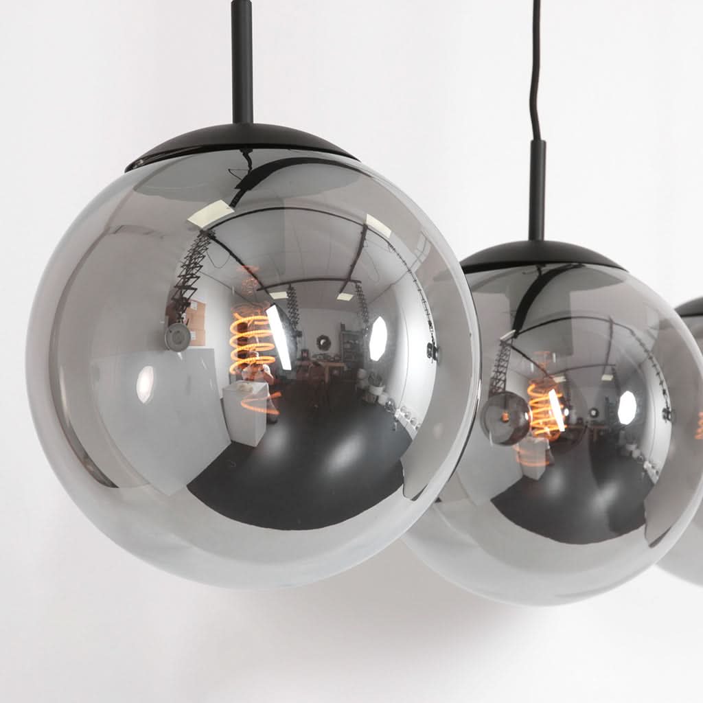 Suspension boule noire 3 globes verre fumé Bollique 3122ZW | Designix
