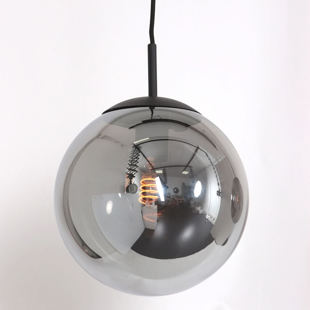 Suspension boule noire 3 globes verre fumé Bollique 3122ZW | Designix