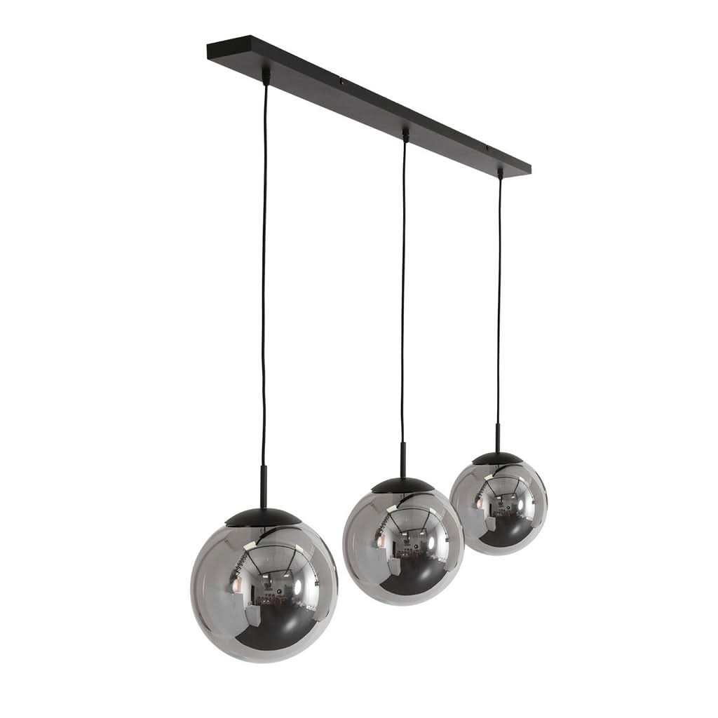 Suspension boule noire 3 globes verre fumé Bollique 3122ZW | Designix